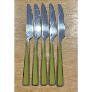 Fiesta Merengue Dinner Knife Flatware Lot of 5 Green Homer Laughlin 9” Retro